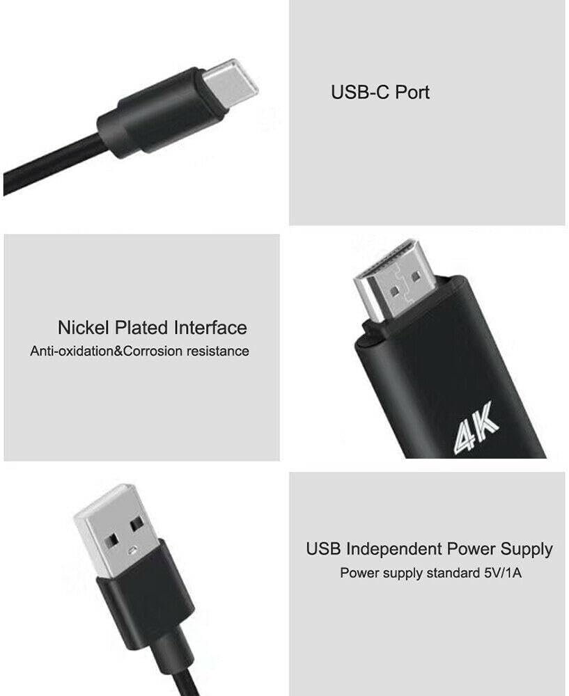 Fonus 4K S22/Plus/Ultra, USB C to HDMI Adapter AV Cable TV Video Hub Compatible with Samsung Galaxy Type-C Charger Port