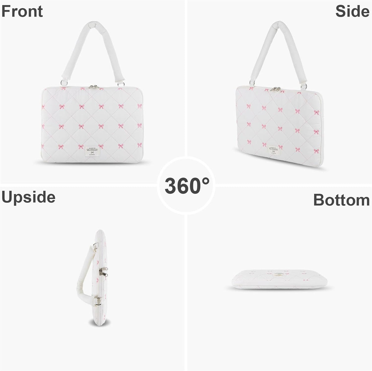 Generic 13-15 Inch 13-14inch) Cute Bow Laptop Case Coquette Puffy Laptop Sleeve Accessories Aesthetic Quilted Computer