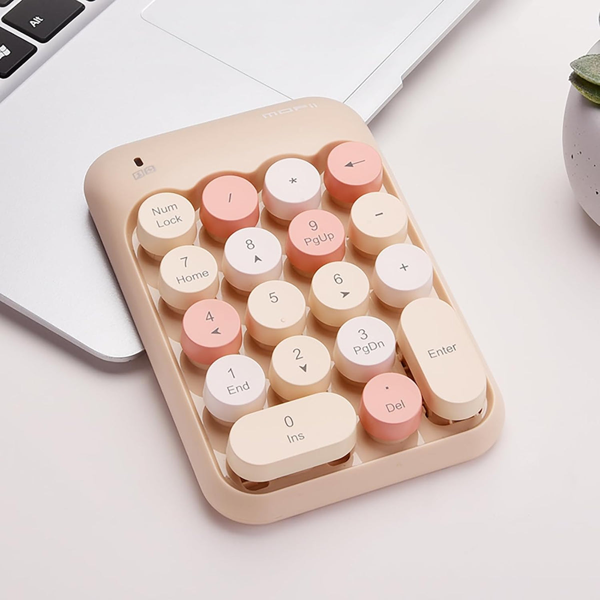 Lomiluskr 2.4G Accounting Wireless Numeric Keypad with USB Receiver, Cute Colorful Round Keycaps, Portable Financial