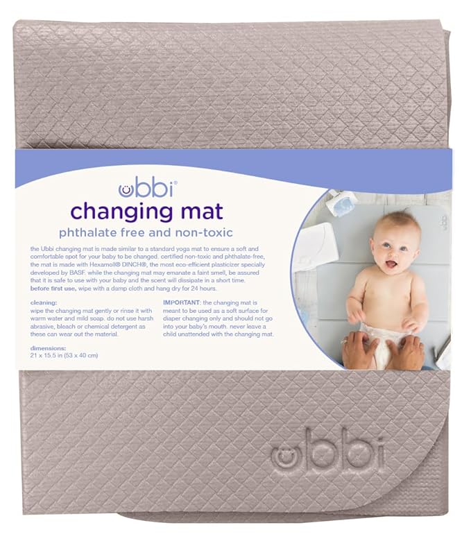 Ubbi On-The-Go Diaper Changing Baby Mat, Soft and Comfortable Diaper Bag Accessory Must Have for Newborns, Easy to Clean, Portable Folding Pad, Baby Traveling Accessories, Taupe