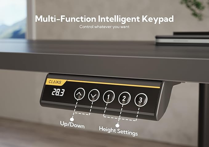 Claiks Electric Standing Desk, Adjustable Height Stand up Desk, 63x24 Inches Sit Stand Home Office Desk with Splice Board, Black Frame/Black Top