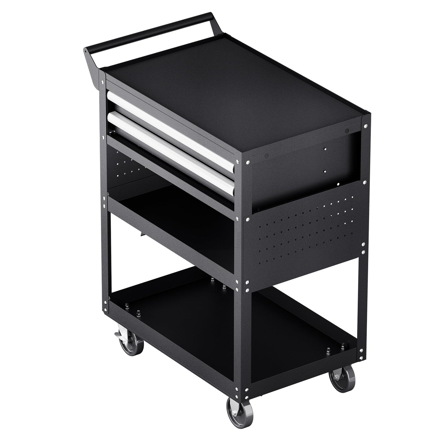 VEVOR 5-Tier Tool Cart with Wheels, 400 lbs Load Capacity, Rolling Work Cart with 2 Drawers & Pegboard, Mechanic Tool Storage Organizer with Locking System for Garage, Warehouse and Repair Shop, Black