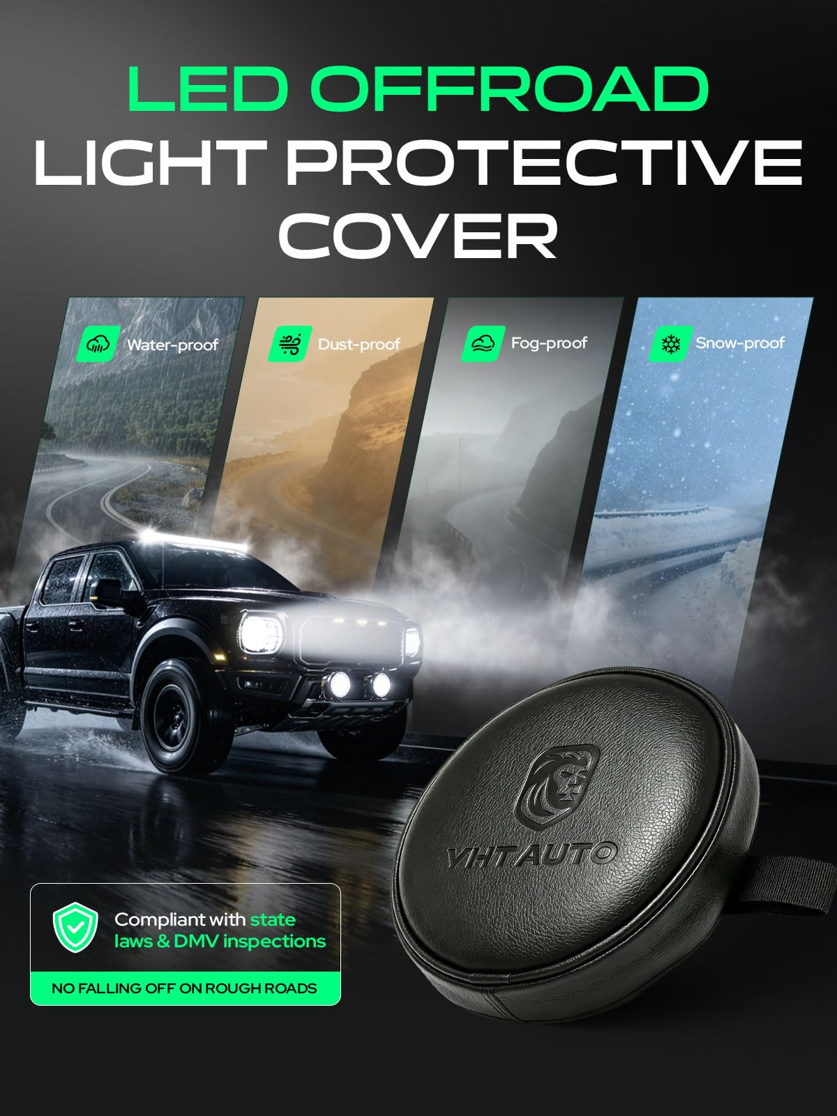 YHTAUTO 9 Inch LED Driving Light & Light Cover 150W 18000LM 5700K Combo Beam Off Road Camper Pod Fog Light for 4x4 Pickup Truck ATV UTV Dirt Bike Motorcycle Boat Trailer IP67 Waterproof Lamp