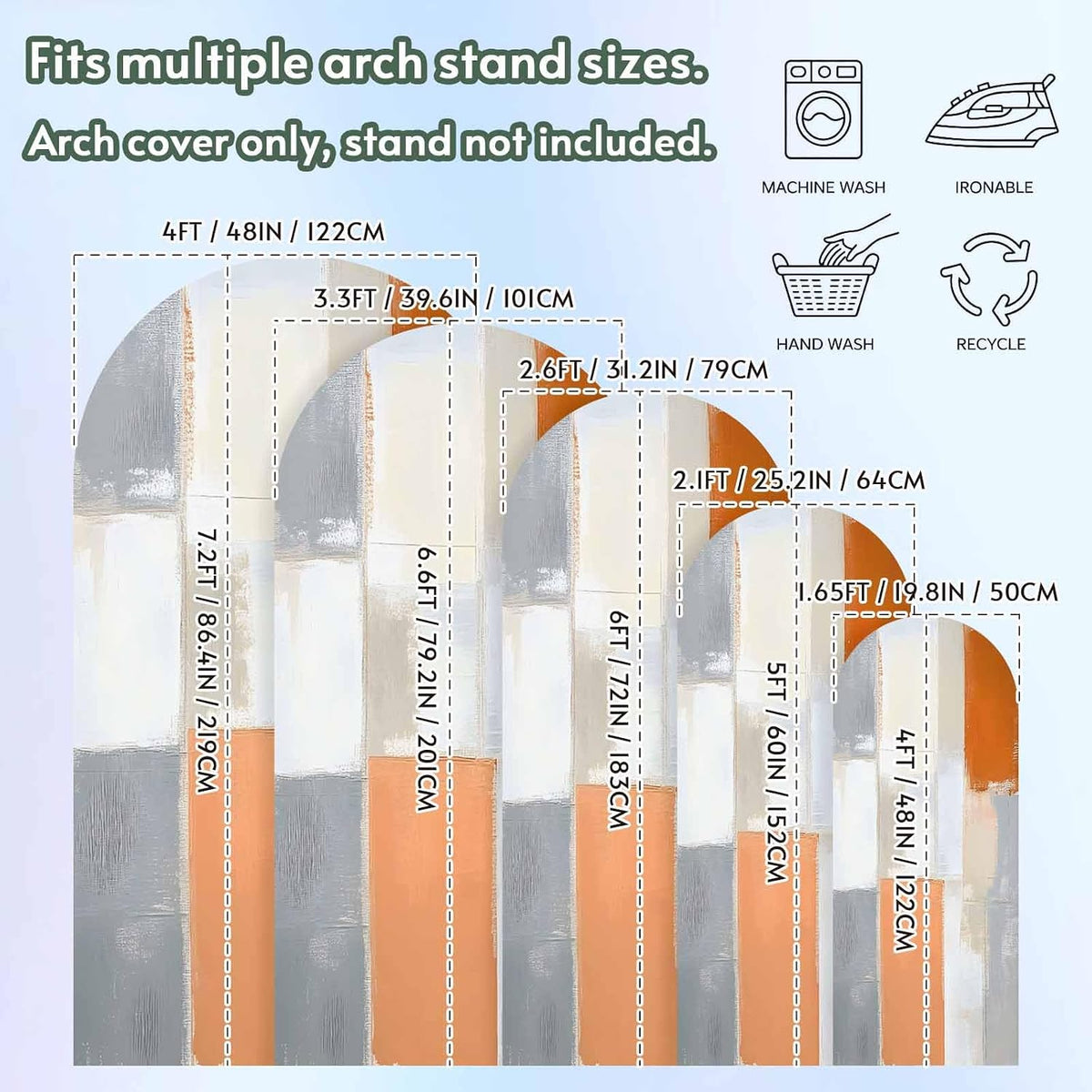 Jnbasdffb 6.6 Modern Orange Beige Wedding Arch Cover,Stretchy Spandex Arch Backdrop Stand Covers FT,Abstract Oil