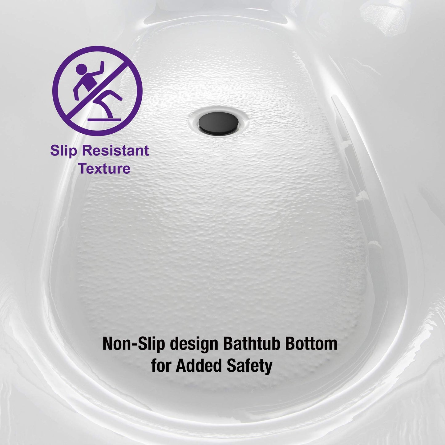 WOODBRIDGE 59" Freestanding White Acylic Soaking Bathtub with Matte Black Drain and Overflow,BTS1509-MB-Drain&O