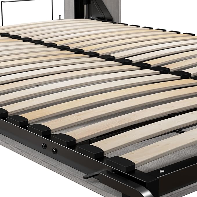 Bestar Claremont 59W Full Murphy Bed in Platinum Gray, Sleeping Arrangement for Multipurpose Area, Bedroom, Guest Room, or Living Room