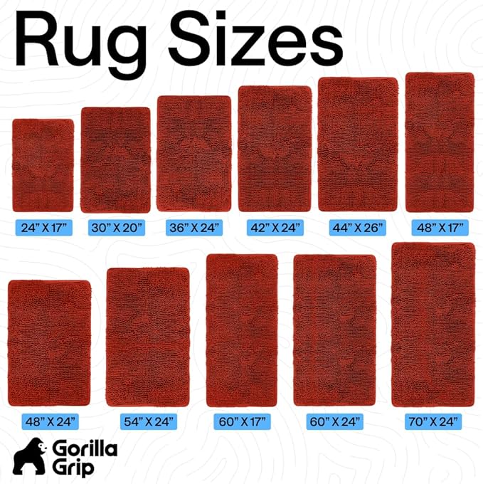 GORILLA GRIP Bath Rug Mat 36x24, Soft Absorbent Chenille, Quick Dry Microfiber Mats, Rubber Backing Washable Shower Floor Rugs, Bathmat Runner, US Designed Bathroom Home Accessories Sunset Orange
