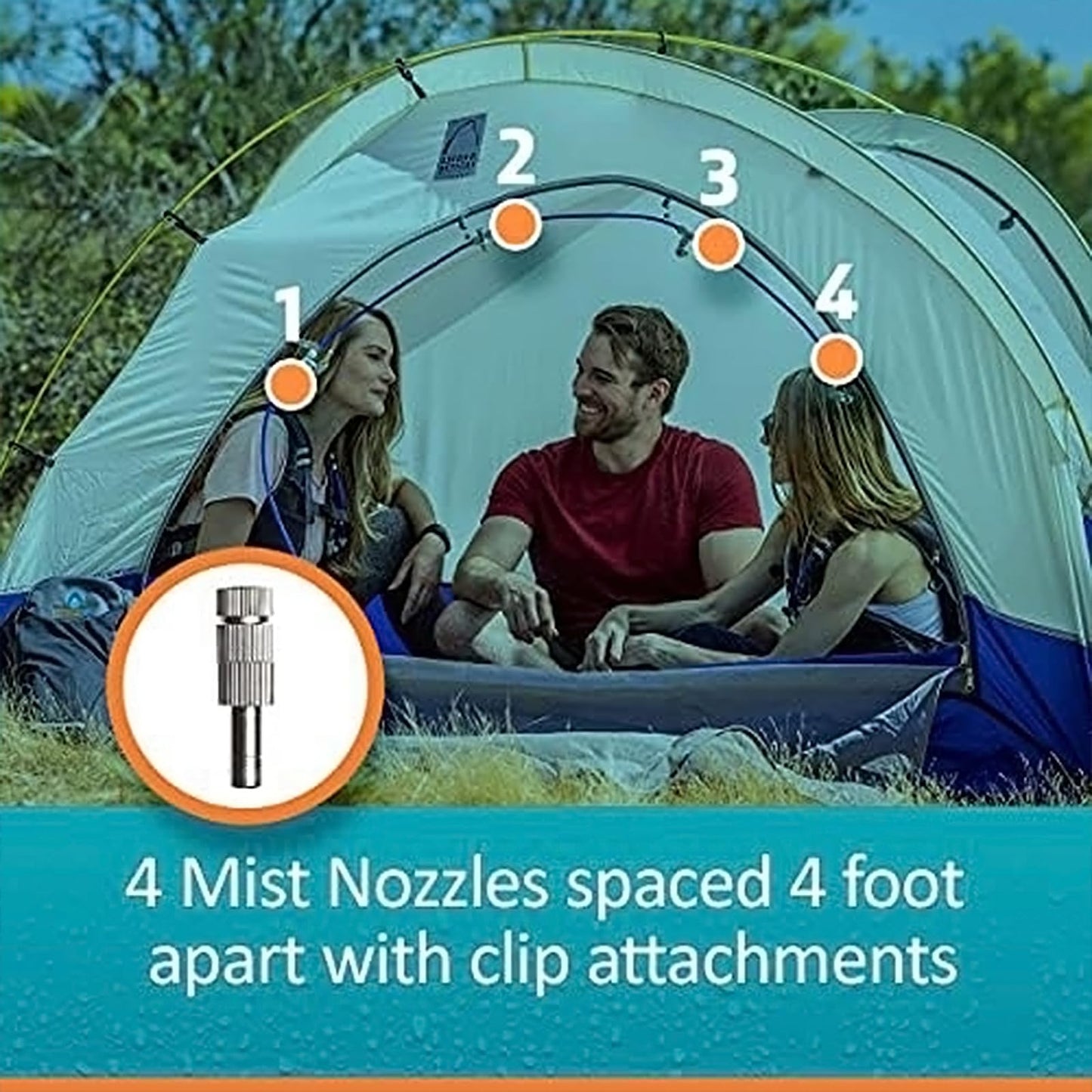 Professional Grade Portable Misting System - 4 Mist Nozzles | Pump | Easy to Setup | 16 ft. Mist Line for Outdoor Patios, Golf Carts, Greenhouses, Canopy and Decks - Cools The air up to 30Β°F (17Β°C)!