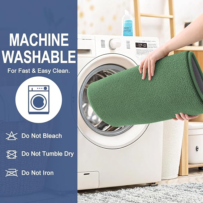 OLANLY Thick Memory Foam Bath Mat Rug 47x20, Extra Soft Absorbent Bathroom Rug, Quick Dry Bath Mats, Non-Slip, Machine Washable Carpet for Bathroom, Tub and Shower, Home Decor Accessories, Olive Green