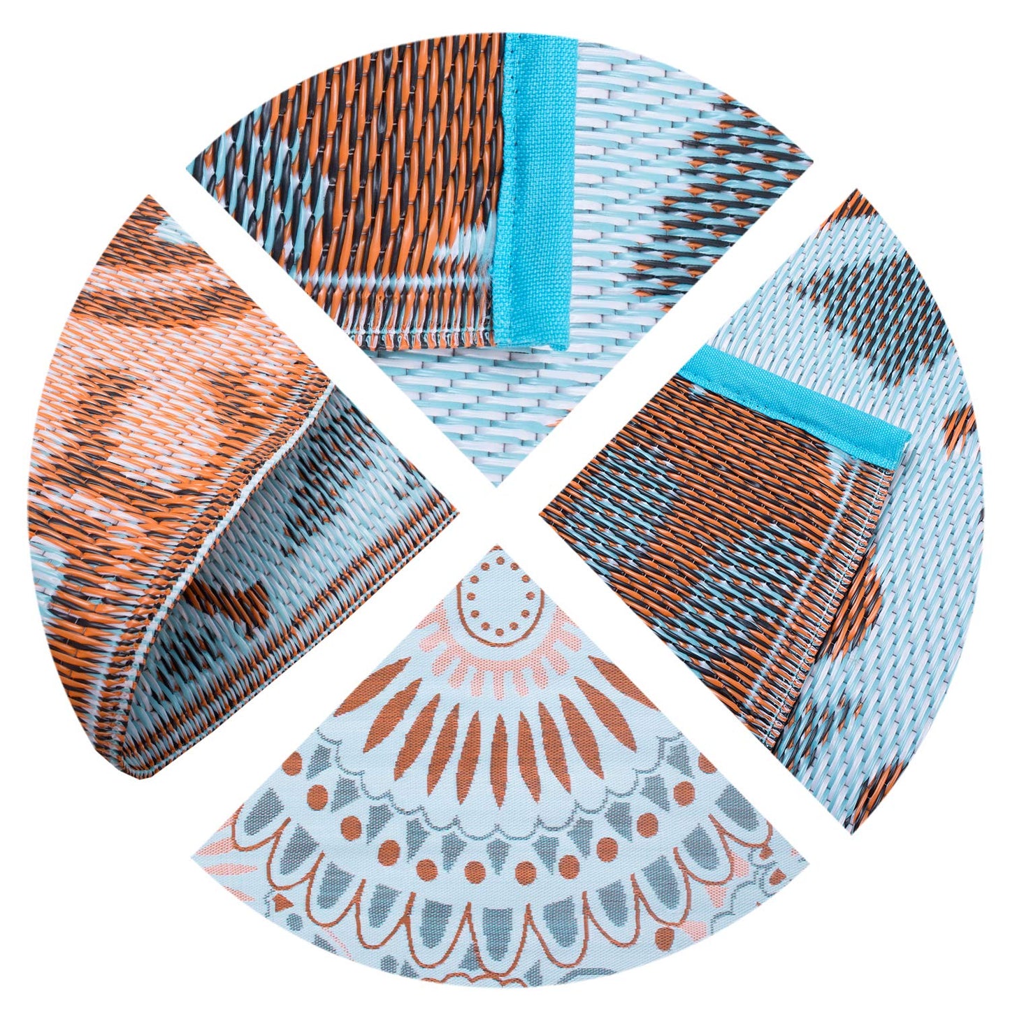 Santextile Reversible Outdoor/Indoor Plastic Straw Rugs Waterproof Portable Mat Easy to Clean Outdoor Patio Mat,Perfect for Garden, Patio, Picnic, Decking-(Blue,8x10Ft)