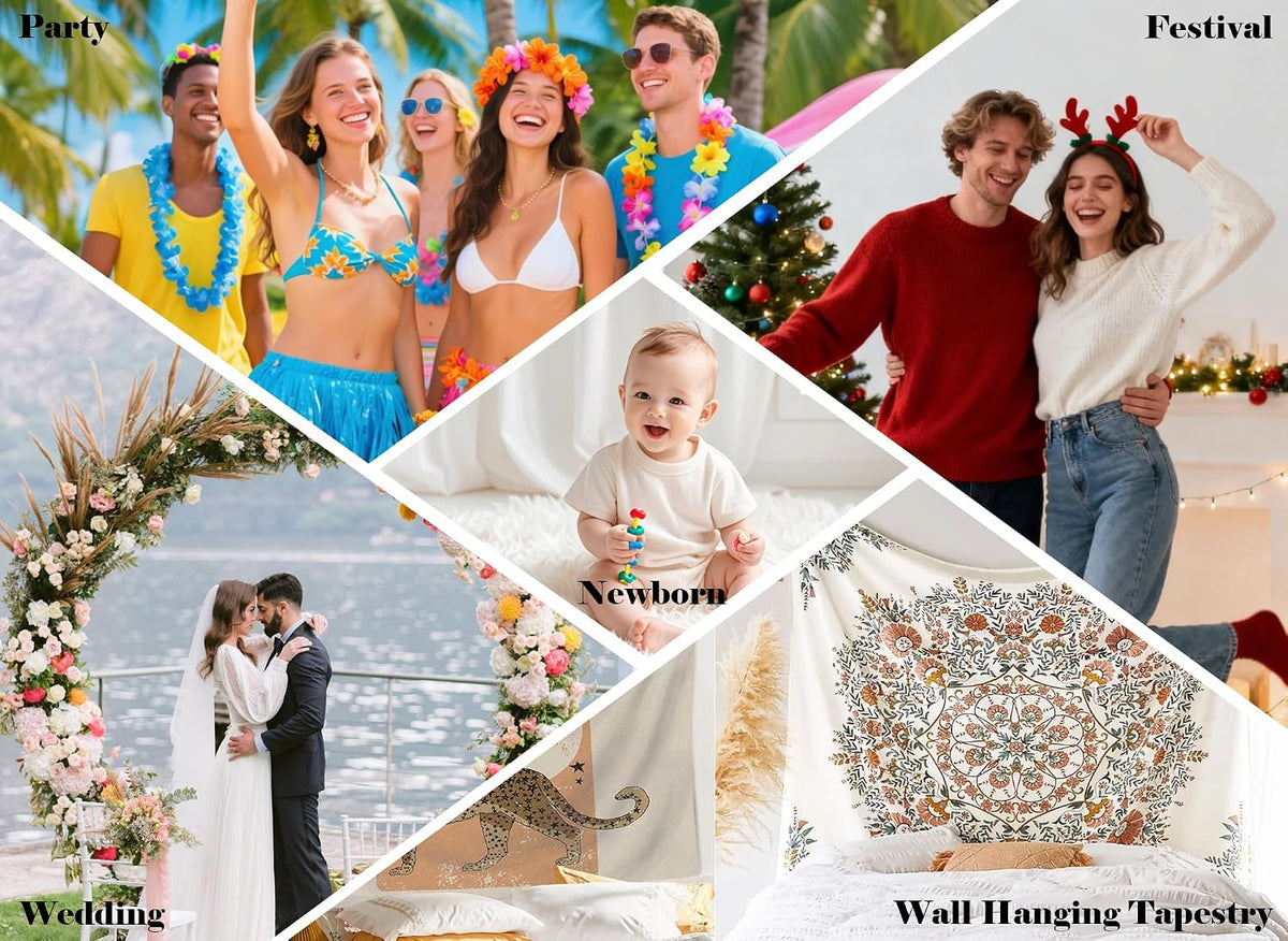 LidyMini 8x8ft Fabric Multicolor String Light Bokeh Backdrop Festive Glowing Night Scene Background Christmas Holiday