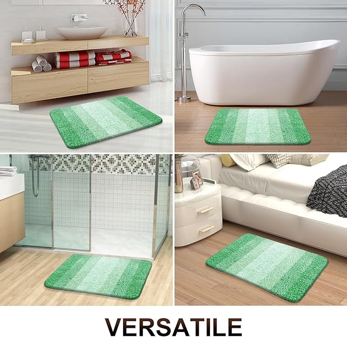 OLANLY Bathroom Runner Rugs 59x24, Extra Soft Absorbent Microfiber Bath Rugs, Rubber Backing, Quick Dry, Machine Washable Bath Mats for Bathroom Floor, Tub and Shower, Home Decor Accessories, Green