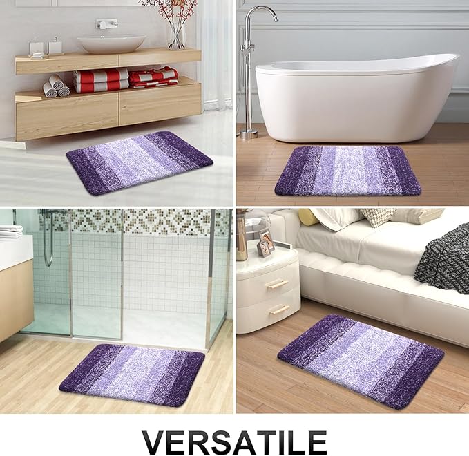 OLANLY Bathroom Rugs Mat 24x16, Extra Soft Absorbent Microfiber Bath Rugs, Rubber Backing, Quick Dry, Machine Washable Bath Mats for Bathroom Floor, Tub and Shower, Home Decor Accessories, Violet