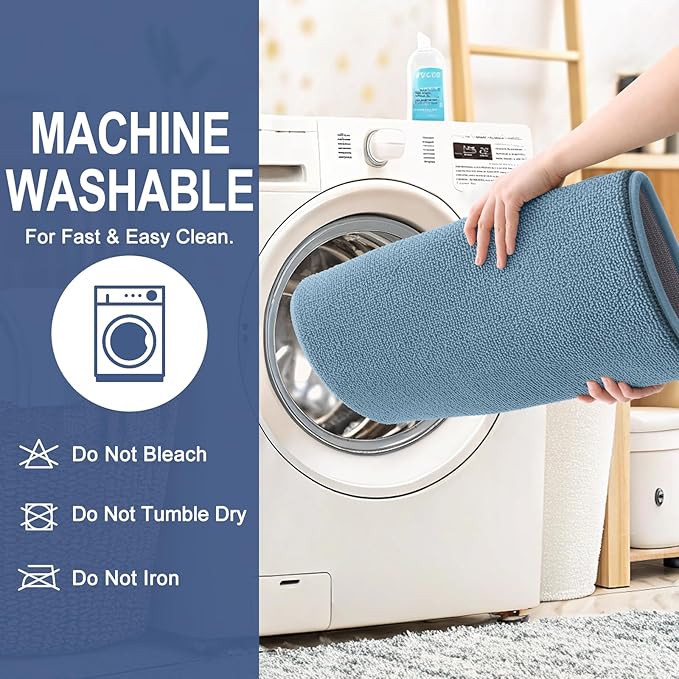 OLANLY Thick Memory Foam Bath Mat Rug 59x24, Extra Soft Absorbent Bathroom Rug, Quick Dry Bath Mats, Non-Slip, Machine Washable Carpet for Bathroom, Tub and Shower, Home Decor Accessories, Airy Blue
