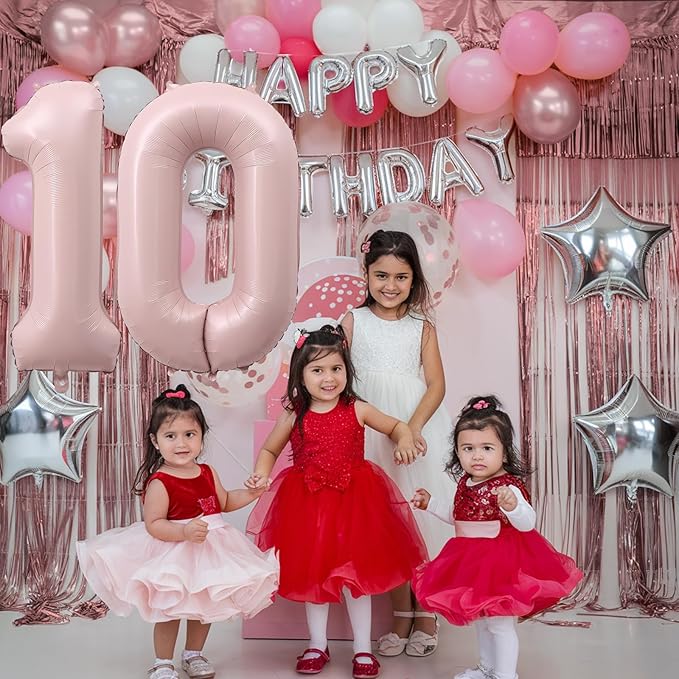 40 Inch Balloon Number 0 Pastel Pink, Large Foil Dusty Retro Pink Number Balloons Set 0-9 for Girls, 0 Helium Balloon for Boho Women Birthday Anniversary Graduation New Year Party Decoration Supplies