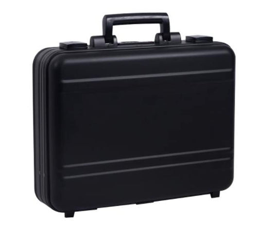 urecimy Men Metal Briefcase Aluminum Locking Storage Box with Removable Foam, Family Medicine Case, Money Suitcase, Jewellery Display Box, Black, 16.5X12.6X4.5 Inch