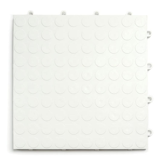 Big Floors GarageDeck Garage Floor Tiles, Interlocking Garage Flooring, Coin Pattern Non-Slip Heavy-Duty Copolymer Modular Tile (White, 48 Pack of 12 x 12" Tiles, 48 Sq Ft)