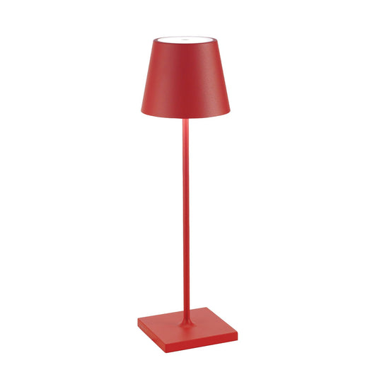Zafferano, Poldina Pro Lamp, Rechargeable Cordless Table Lamp with Touch Controls, Suitable for Indoor and Outdoor, Dimmer, 2200-3000 K, Height 14.9 Inches, Red Color