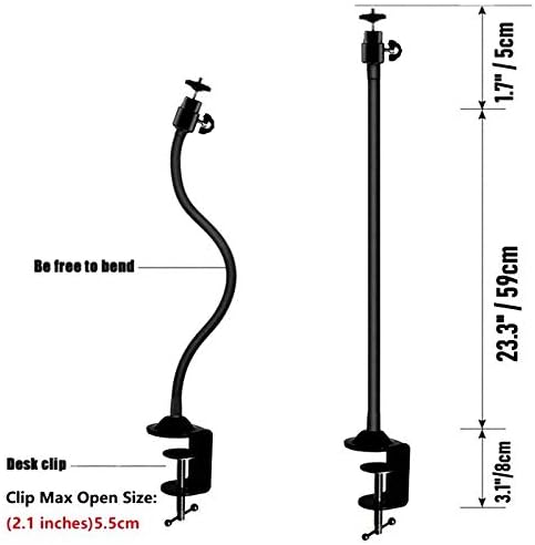 AceTaken C920s C920 C930e C922x C930 C922 C925e C615 25 inches Webcam Mount - Flexible Gooseneck Arm Clamp Stand Tripod