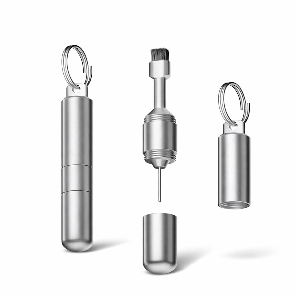 Generic 2 1 in Sim Card Removal Tool Keychain With Earbuds Cleaning Brush - Compact Sim Ejector Tool - Multi-Purpose