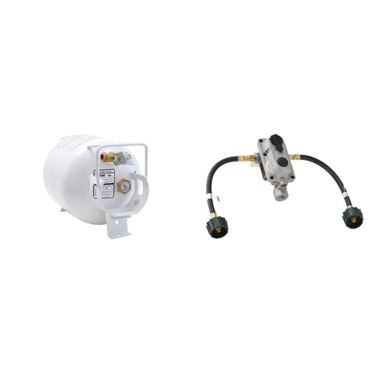 Flame King 20-LB Propane Tank + Auto Changeover Regulator Kit for RVs and Outdoor Heating