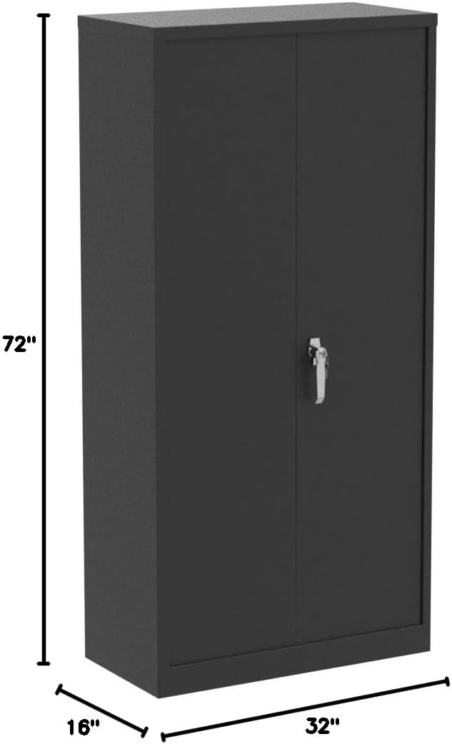 INTERGREAT Metal Storage Cabinet with Lock, 72" H Lockable Metal Storage Cabinet with Locking Doors, Steel Storage Lockers with Adjustable Shelves for Office, Home, Garage, Gym, School (Black)