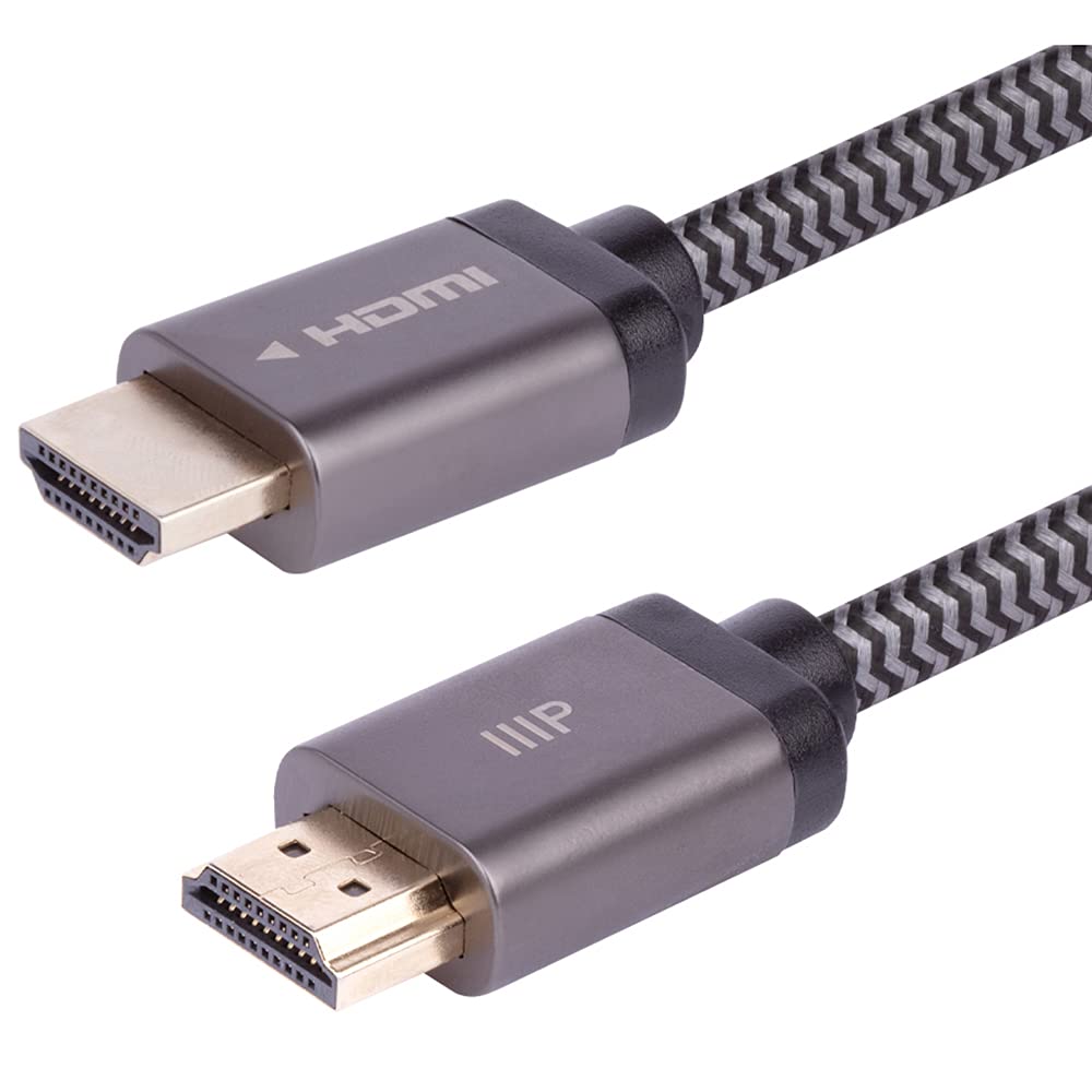 8K 2.1 8K@60Hz, 48Gbps, CL2 30AWG, 3 Monoprice Certified Braided Ultra High Speed HDMI Cable - In-Wall Rated, Dynamic