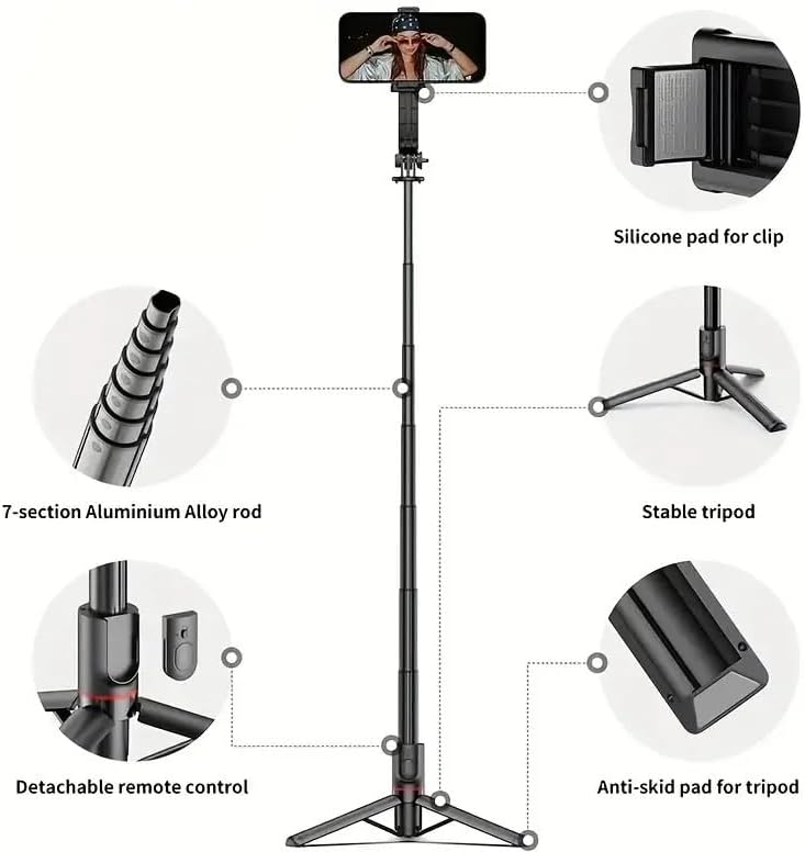 Generic 40 Inch 360 Selfie Stick Retractable Professional Floor Tripod for Live Streaming, with Wireless Remote