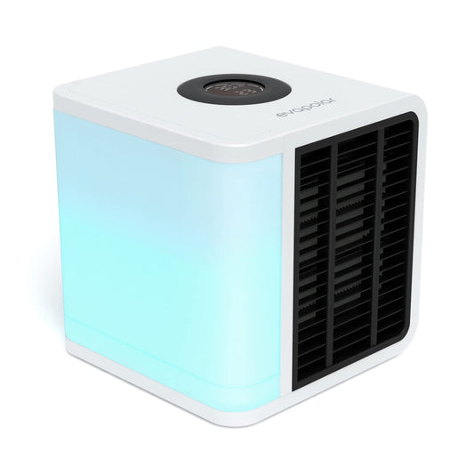 Cooling Fan for Desk and Car - Portable Evaporative Air Cooler for Camping - Small Ice Fan for Tent - Personal Air Conditioners Evalight, White