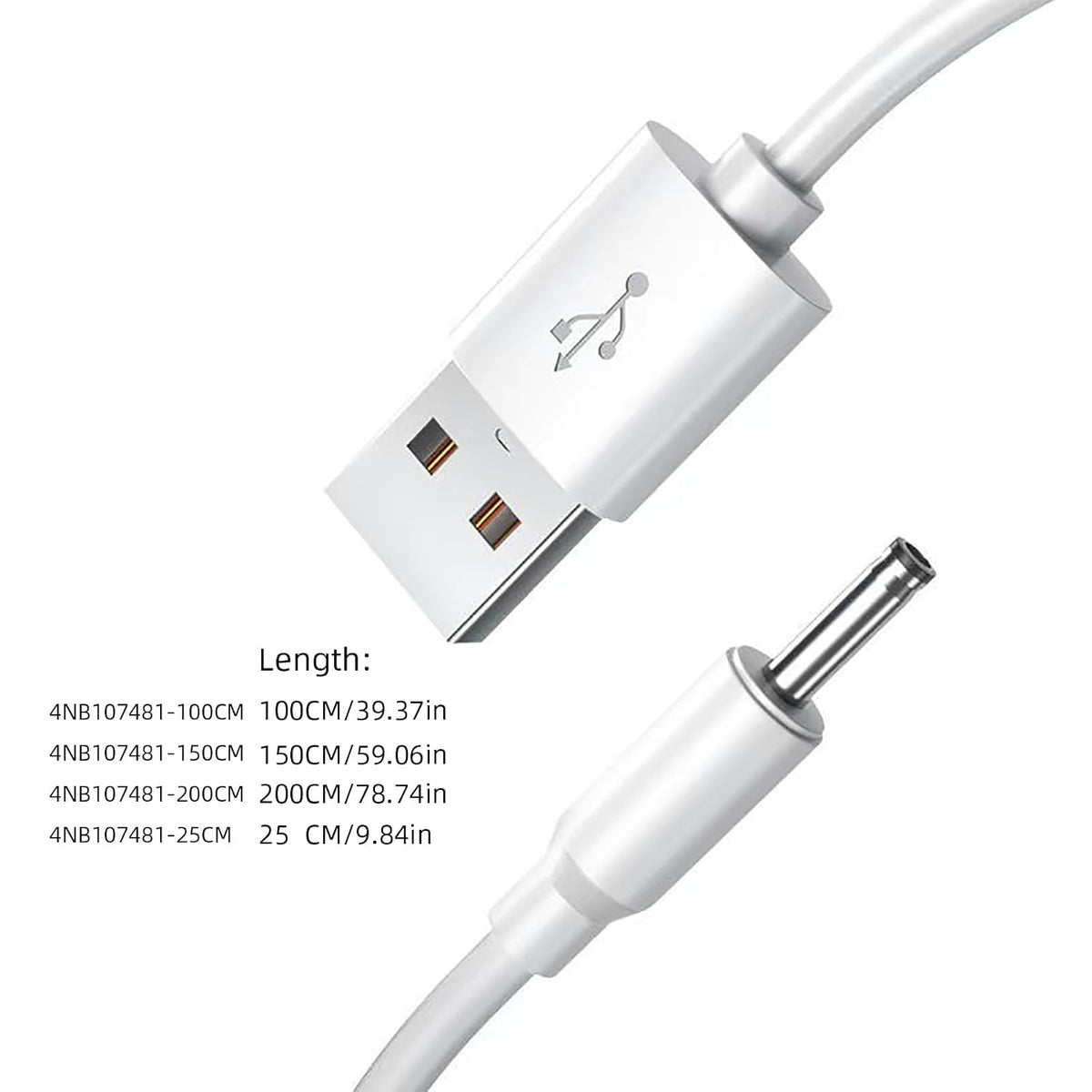 Kaeltsyn 3.5x1.35mm 5V Multi Purpose USB to Charging Cord Power Adapter Cable Line Multiple Length for Table Lamp