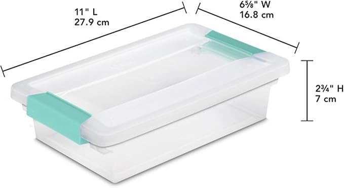 Sterilite 6-Pack Clip Box, Stackable Clear Plastic Bins with Latching Lids, Small - Writing, Arts or Crafts Supplies Storage Containers for Home, Office, Classroom and Workshop Organization