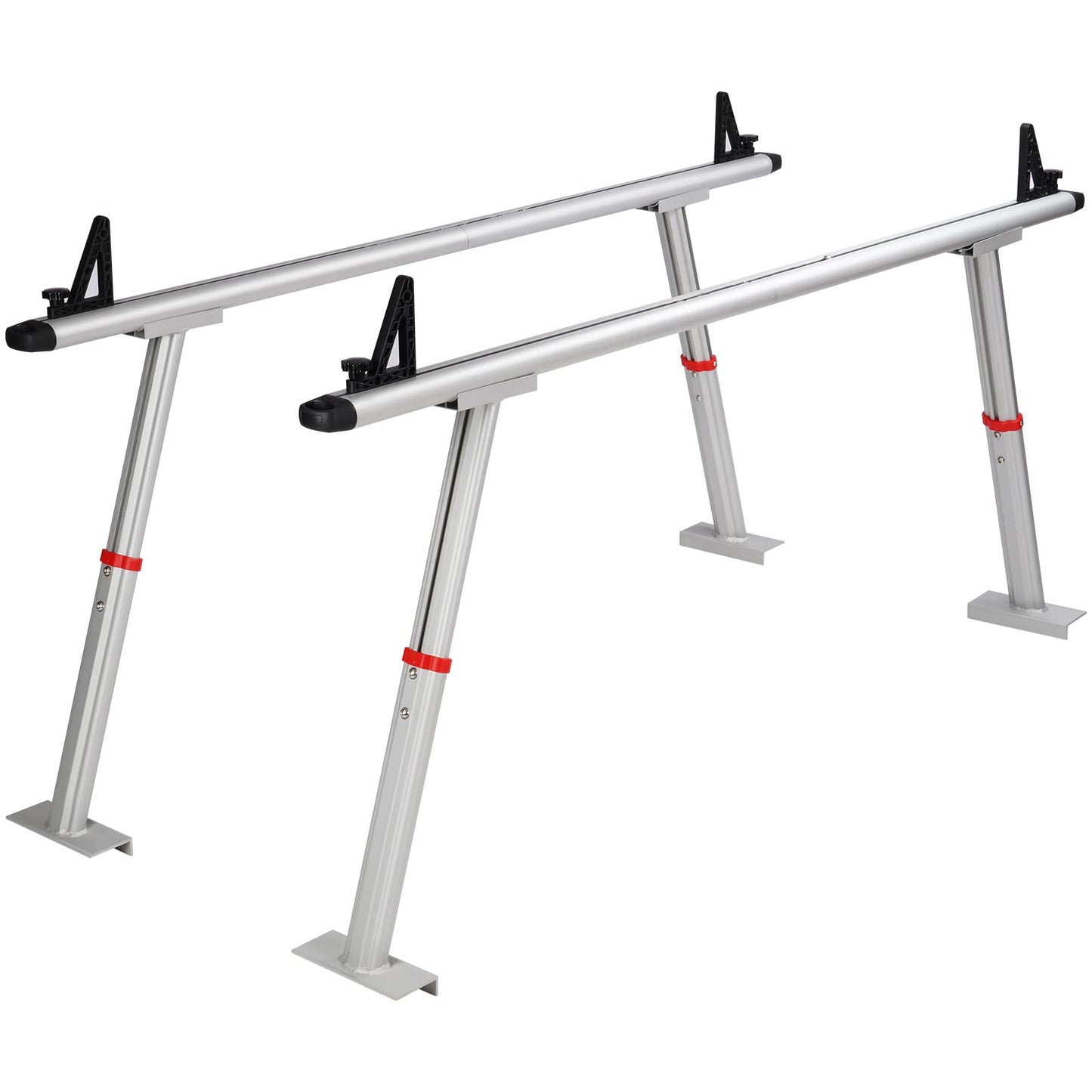 VEVOR Truck Rack with 8 Non-Drilling C-Clamps, 19-34in Adjustable Height Aluminum Ladder Rack for Truck, 800 lbs Capacity Heavy Duty Truck Bed Rack Two-Bar Set for Kayak, Surfboard, Lumber, Ladder