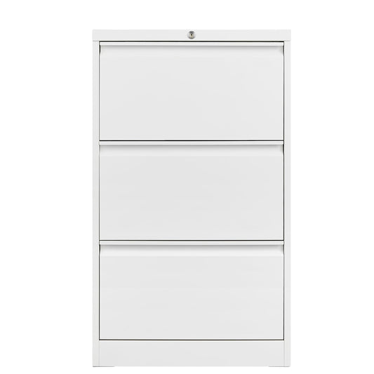 MilleLoom 3 Drawer Lateral File Cabinet Metal Lateral Filling Cabinet with Lock, Lockable File Cabinets for Home Office with Letter/Legal/F4/A4 Size Storage White