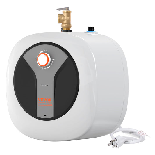 VEVOR Electric Mini-Tank Water Heater 4-Gallon Tank, 1440W Hot Water Boiler Storage, Safety Temperature Pressure Valve Easy Install, for Kichen Bathroom Restaurant, Shelf Wall Mounted
