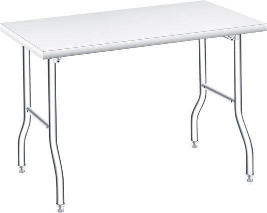 EliteEdge 48x30 in Folding Stainless Steel Table, 600 LB Capacity, Portable Metal Prep Workbench, No Assembly Required, for Kitchen, Laundry, Restaurant, Camping, Bar, Garage, Heavy Duty