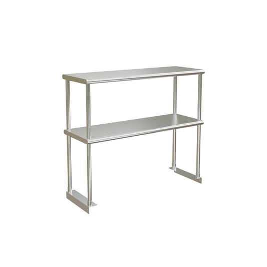 STABLEINK NSF Stainless Steel Double Overshelf for Prep & Work Table 12x36 Inches, 2 Tier Rack Shelves for Commercial Restaurant, Home Kitchen, Laundry and Garage