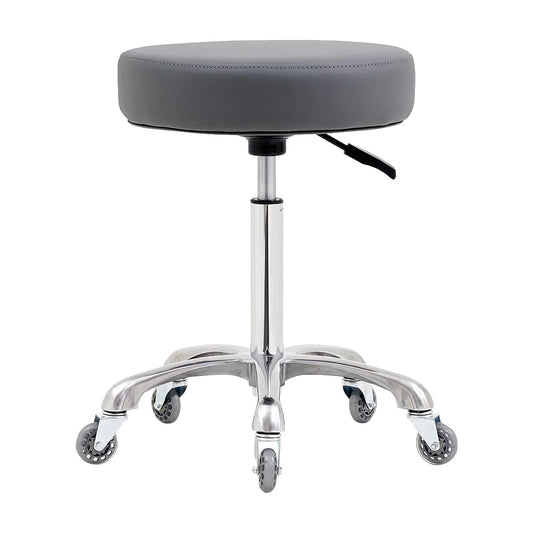Ainilaily Rolling Stool with Wheels, Heavy Duty 400 lbs Stool for Shop Guitar Lab Tattoo Workbench Medical, Adjustable Swivel Chair (Grey)