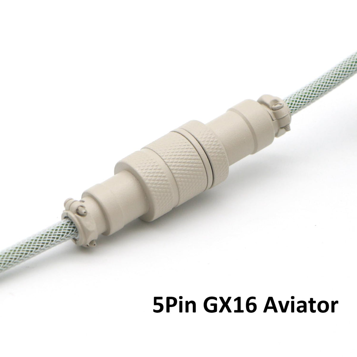 KCSJXF 5Pin GX16 1.2m Pro Coiled Keyboard Cable, Double-Sleeved Mechanical Keyboard Cable with Aviator, USB A to USB