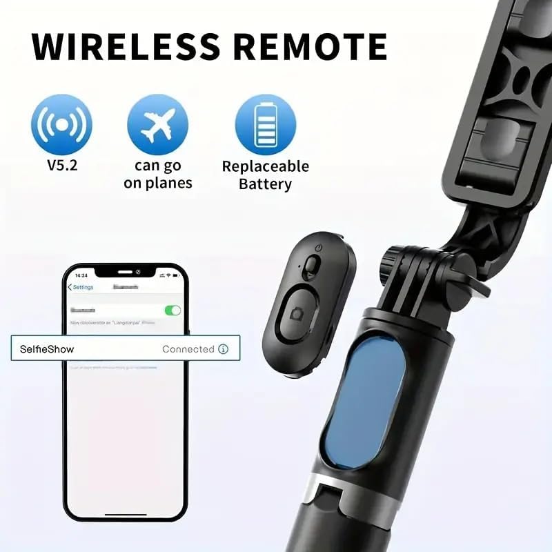 Generic 40 Inch 360 Selfie Stick Retractable Professional Floor Tripod for Live Streaming, with Wireless Remote
