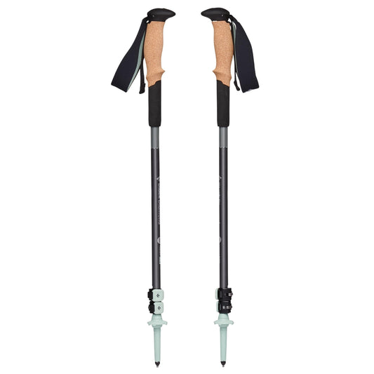 BLACK DIAMOND Pursuit Shock Trekking Poles (Pair)| Shock-Absorbing Design | Adjustable Aluminum | for Hiking & Backpacking | Steel Grey-Foam Green
