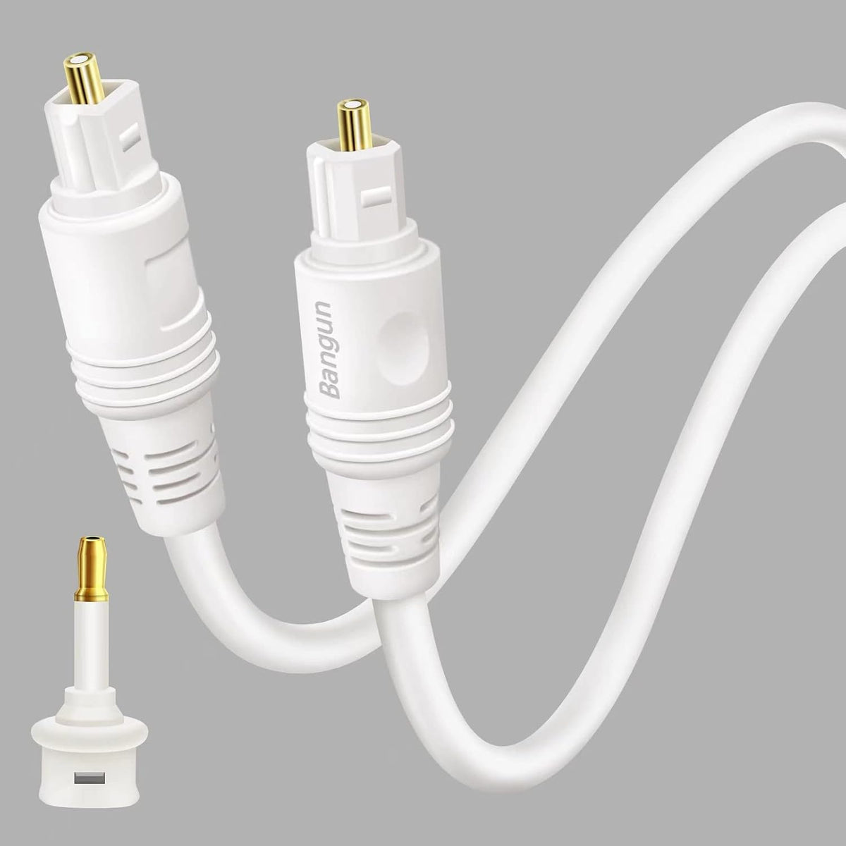 15 Bar/TV/PS4/Xbox/Home Slim White Optical Audio Cable feet, Digital Toslink Fiber Optic Audio Cord, Optical Sound