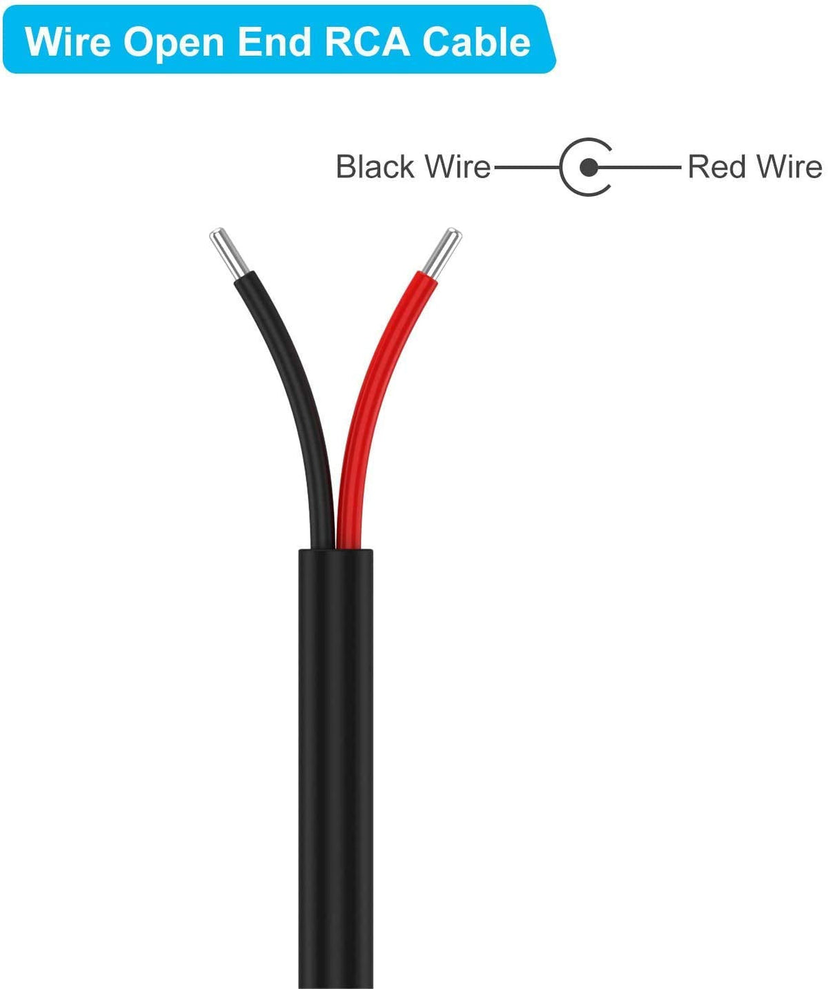 Adaptermvp (2 Pack 20AWG 6.6 RCA to Bare Wire Cable, ft) Replacement RCA Male Plug Jack Connector Adapter to Bare Wire
