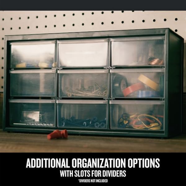 CRAFTSMAN Plastic Storage Organizer Bin System, 9 Compartment, Modular, Home Office (‎CMST40709)