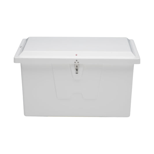 Taylor Made Stow N’ Go Deep Fiberglass Dock Box, Small (27"H X 46"W X 26"D), White, Smooth Interior Finish, Lockable Latch, Stainless-Steel Hardware - 83553