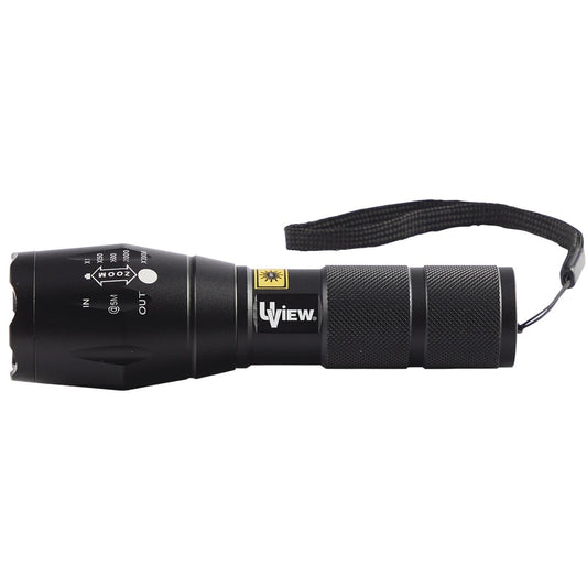 UView EW40395 Phazer Black 395, UV Leak Detection Light, Rechargeable, High Output True UV LED, Adjustable Zoom Lens, Durable Aluminum Alloy, Lithium-Ion Battery, Includes Enhancing Glasses