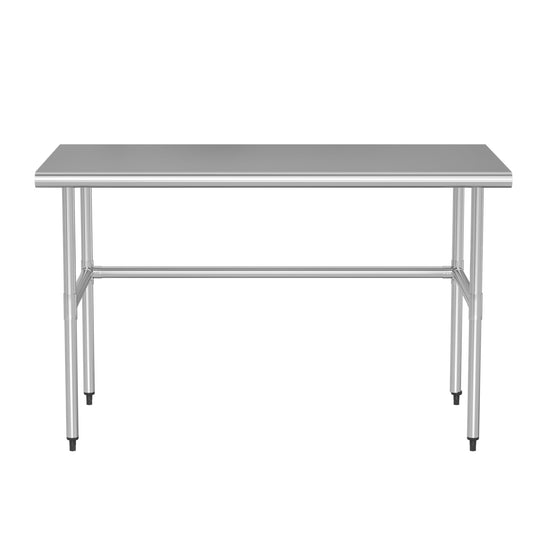 Chingoo Stainless Steel Table Open Base 30x60 Inch, Heavy-Duty Metal Work Table Ideal for Restaurant, Kitchen, Bakery, or Commercial Food Prep