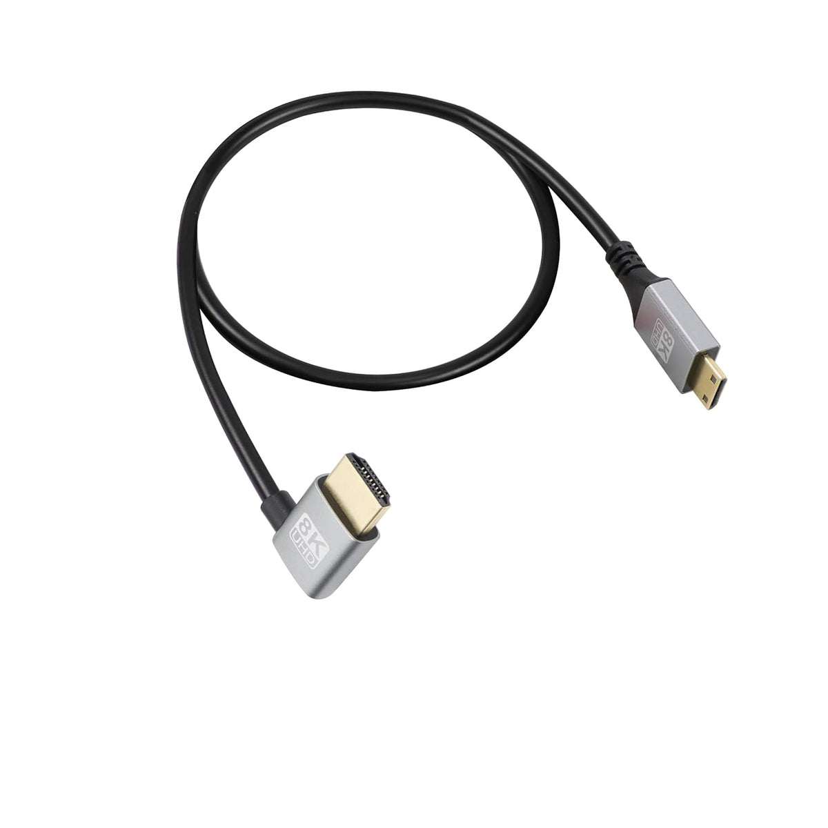 90 8K 18Gbps 2.1 8k@60Hz, 1080p, 3D, 0.5M) RIIEYOCA Degree Left Angle UHD HDTV Male to Mini HDTV Male Extended Coil