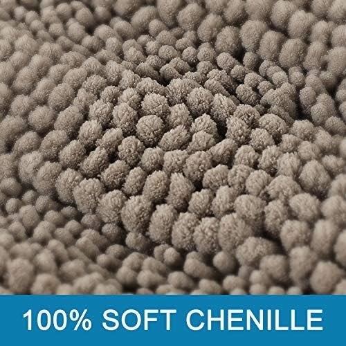 H.VERSAILTEX Bathroom Rugs Bath Rug Set 2 Piece Bathroom Contour Rug Toilet Mat Sets Non Slip Contour Bath Rug Ultra Thick Water Absorbent Striped Bath Mats Washable(47" x 17" Plus 20" x 20" U, Taupe)