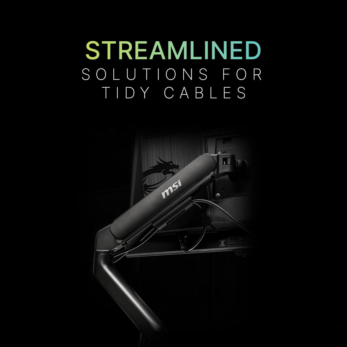 msi MT101G 17-32" 22 lbs, Grommet, MAG - Gas Spring Single Monitor Stand Arm, Supports and VESA Compatible, Adjustable