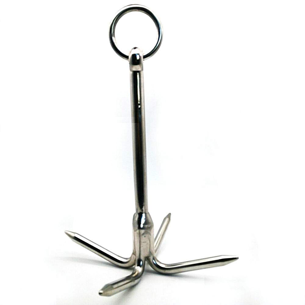 JY-MARINE 14.5" Grappling Hook Heavy Duty with 4-Claw Grapnel Anchor Stainless Steel 316 for Anchor Retrieving,Outdoor Hiking,Tree Limb Removal,Boat Anchor,Kayaks,Inflatables and Skiffs